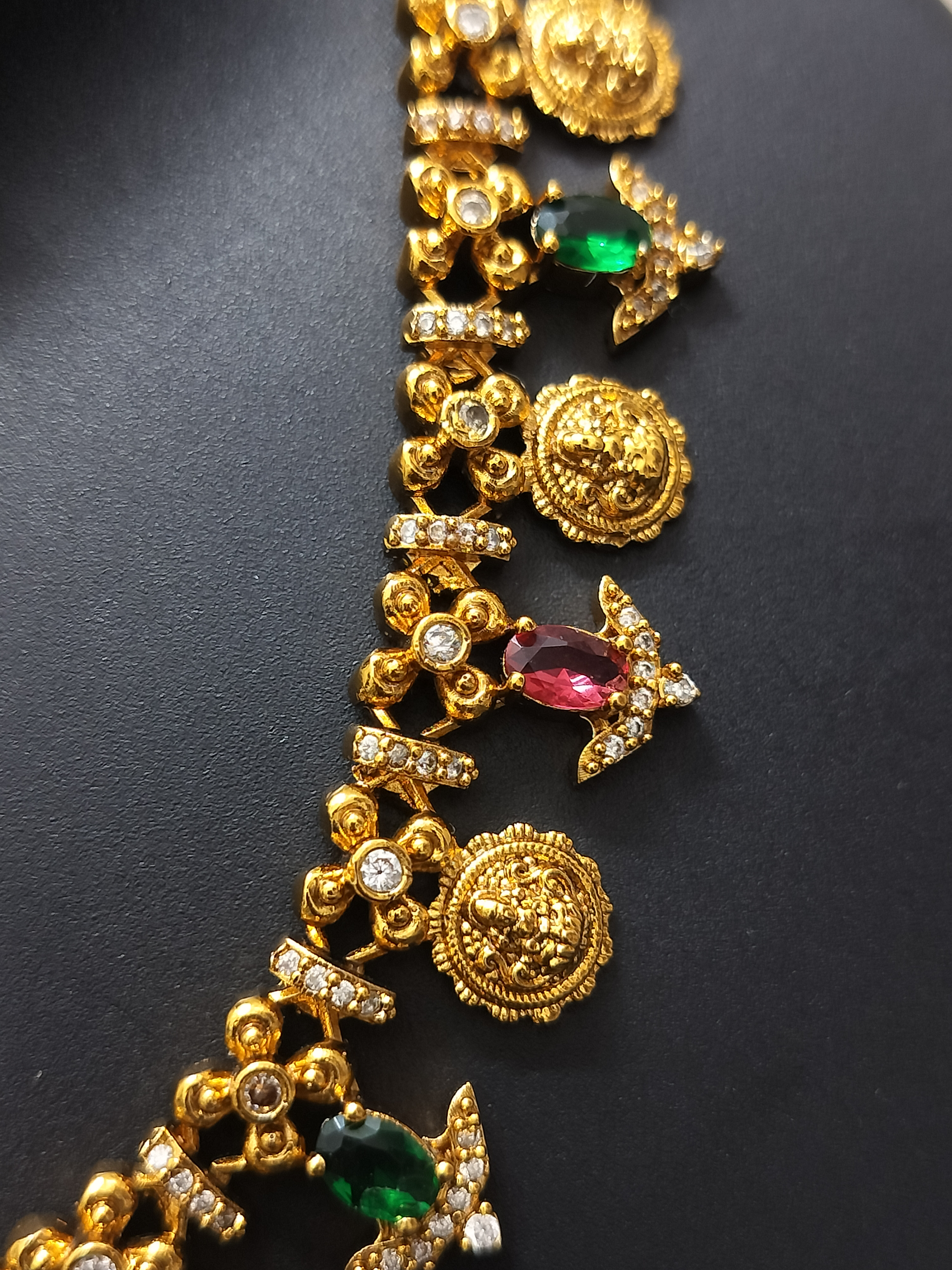 Traditional temple coin multi colour stone