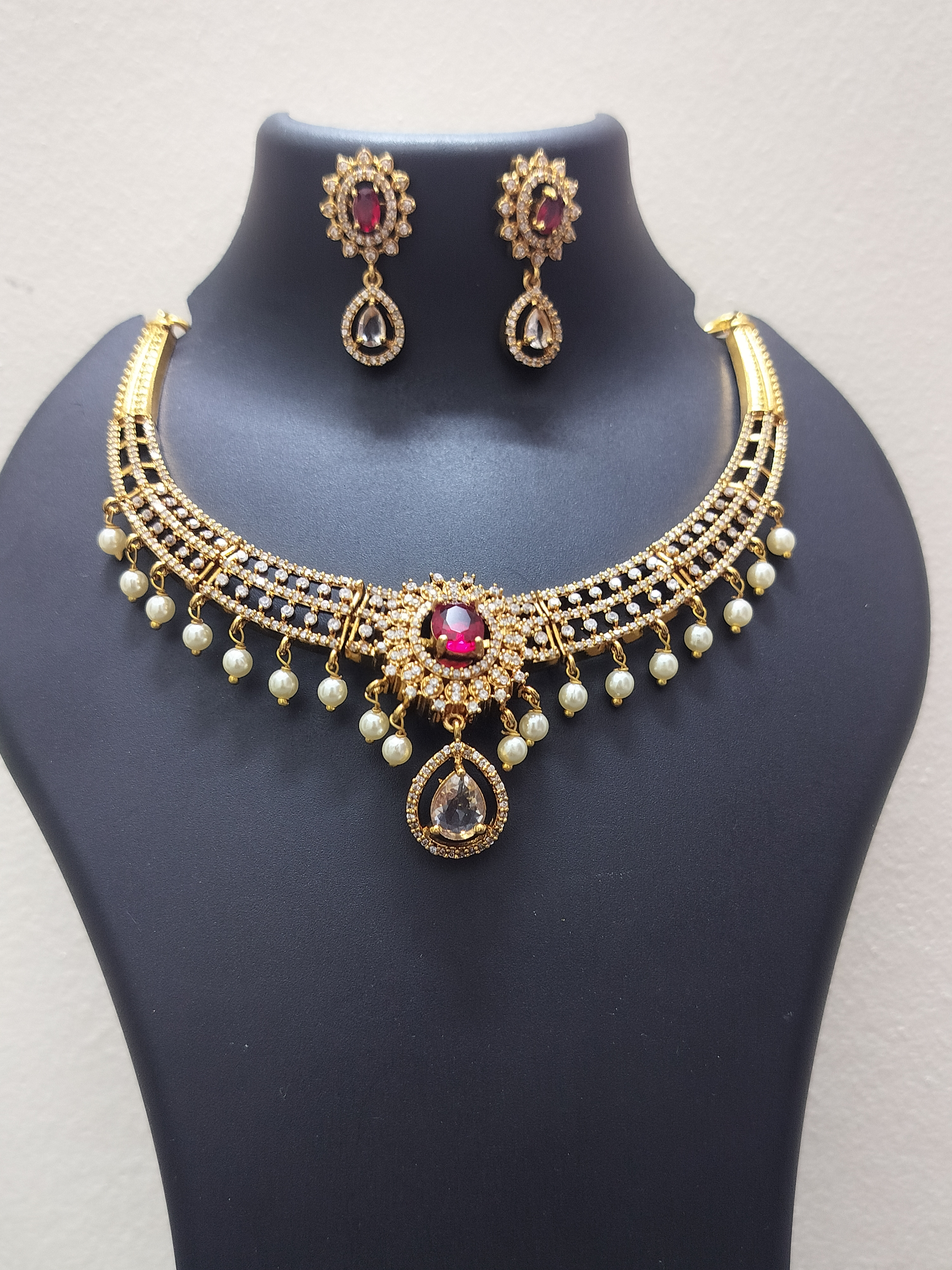 Antique gold plated mutiple stone colour