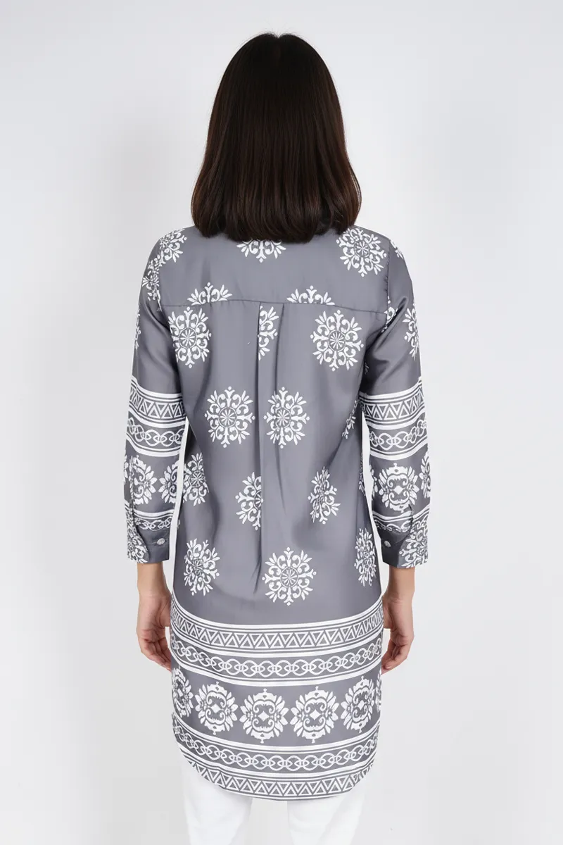 Rayon Floral Printed Shirt Style Top for Women