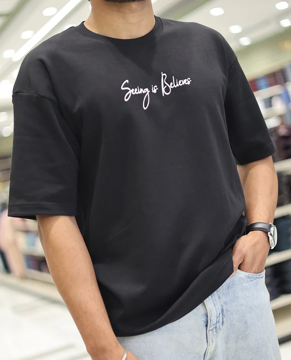 Black Glow in the Dark Cotton-Blended T-Shirt