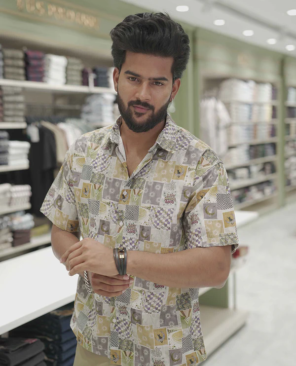 Multi-Color Cotton-Blended Casual Shirt