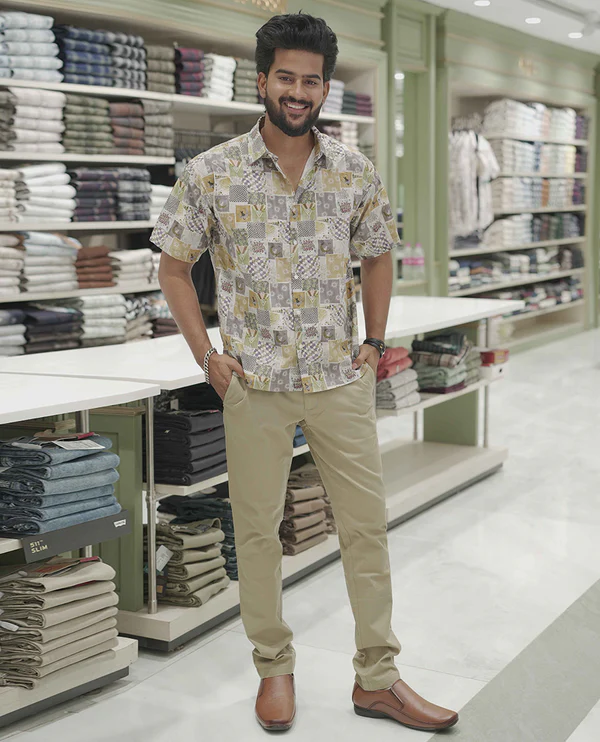 Multi-Color Cotton-Blended Casual Shirt