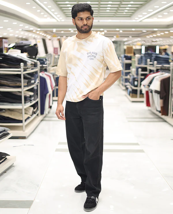 Yellow Cotton-Blended T-Shirt
